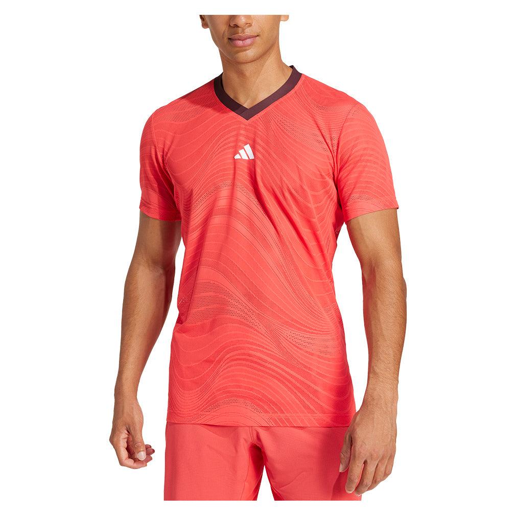 Men`s Freelift Mesh Pro Tennis Top Semi Lucid Red Apparel Adidas