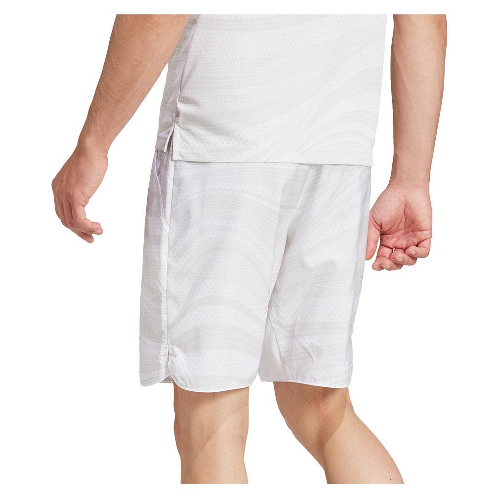 Men`s Club Graphic 7in Tennis Short White Apparel Adidas