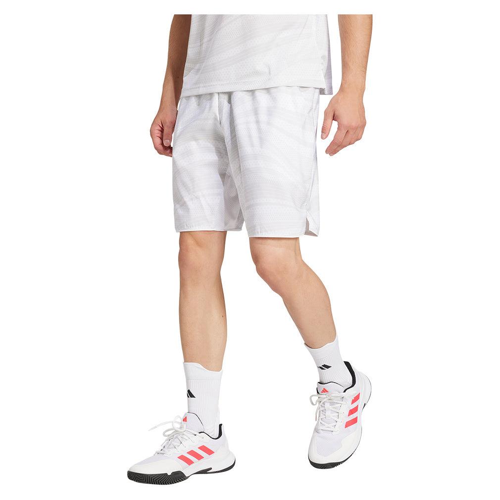 Men`s Club Graphic 7in Tennis Short White Apparel Adidas