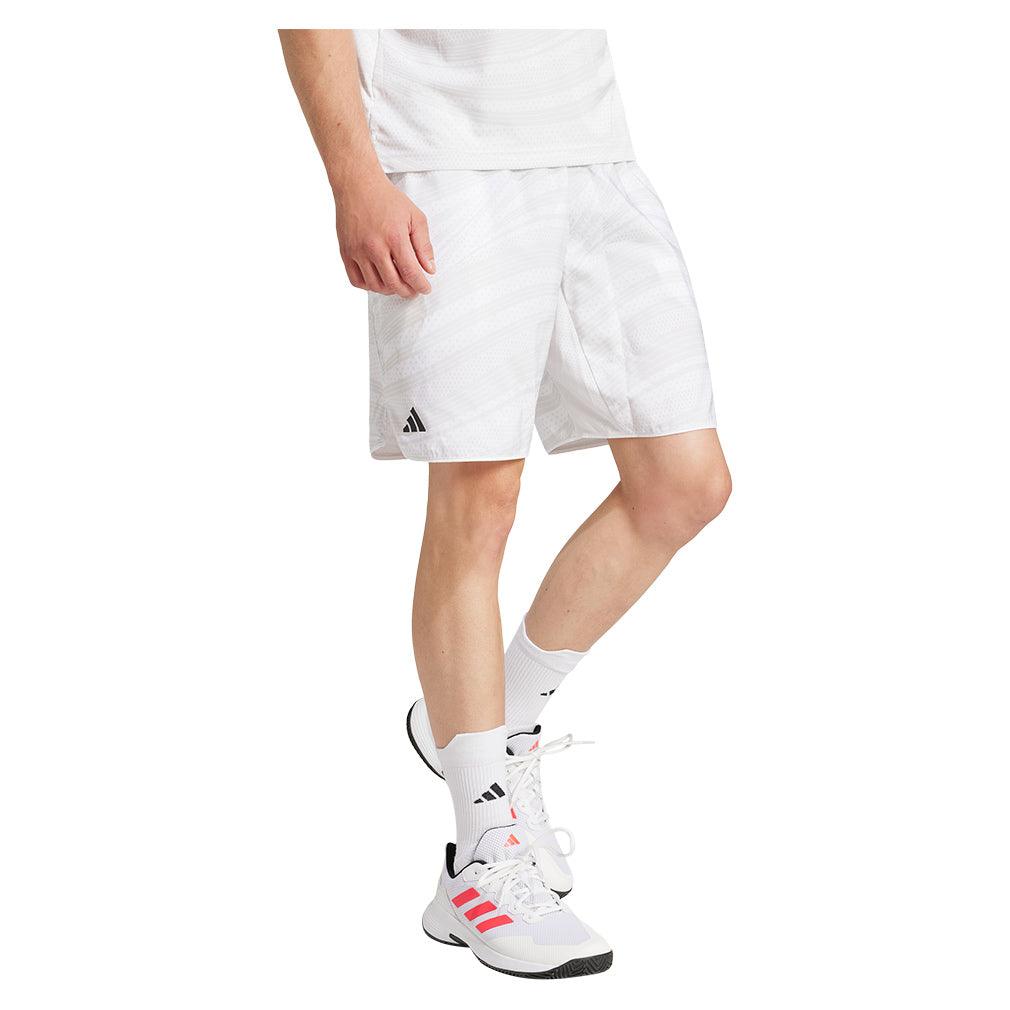 Men`s Club Graphic 9in Tennis Short White Apparel Adidas