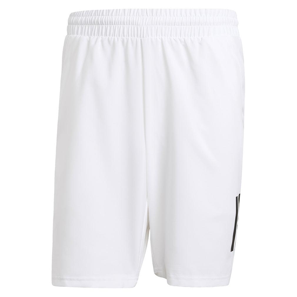 Men`s Club 3 Stripe 9 inch Tennis Short White Apparel Adidas
