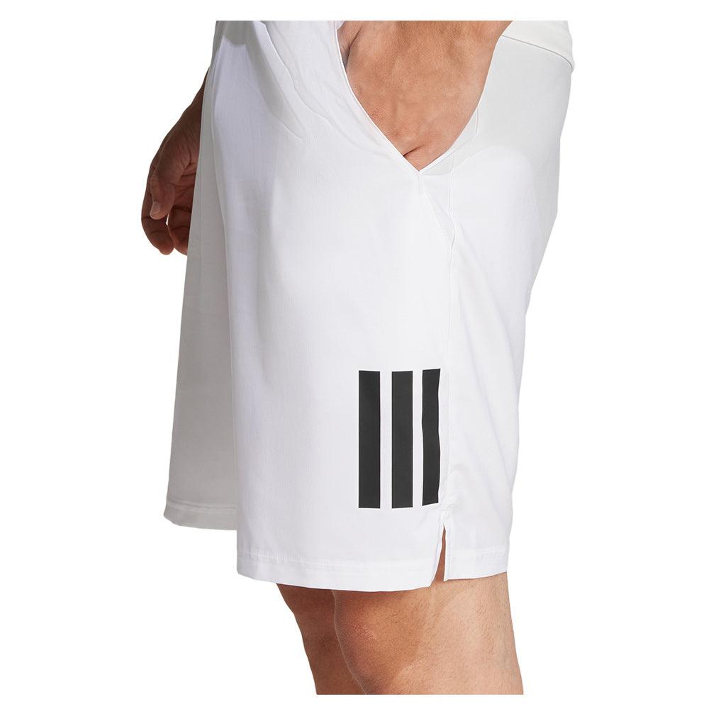 Men`s Club 3 Stripe 9 inch Tennis Short White Apparel Adidas