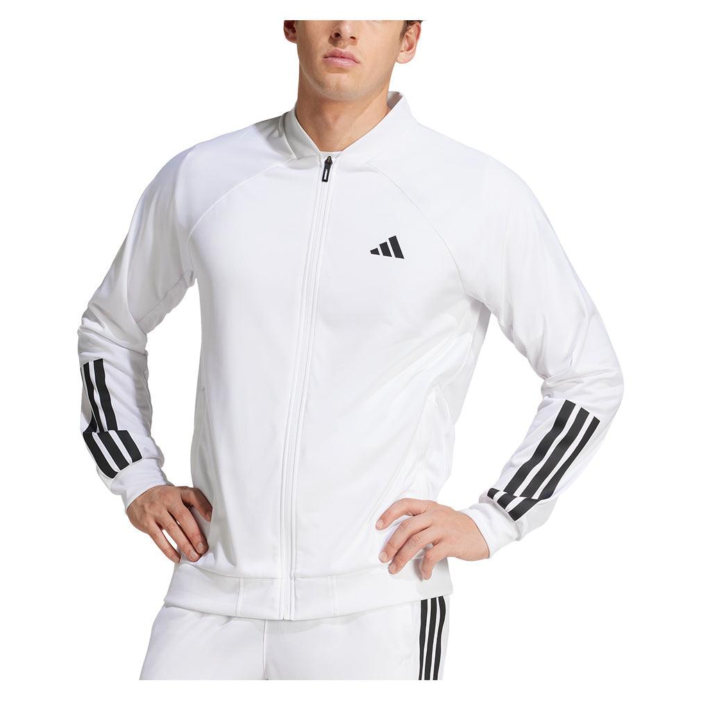 Men`s Club 3 Stripe Knitted Tennis Jacket White Apparel Adidas