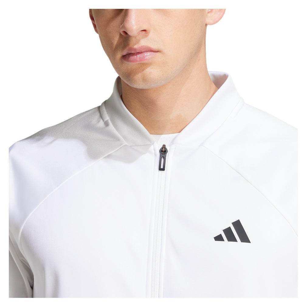 Men`s Club 3 Stripe Knitted Tennis Jacket White Apparel Adidas