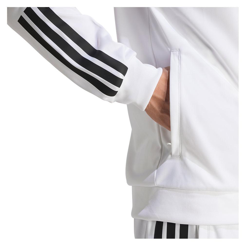 Men`s Club 3 Stripe Knitted Tennis Jacket White Apparel Adidas