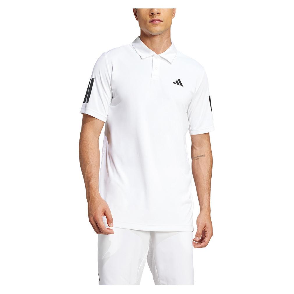 Men`s Club 3 Stripe Tennis Polo White Apparel Adidas