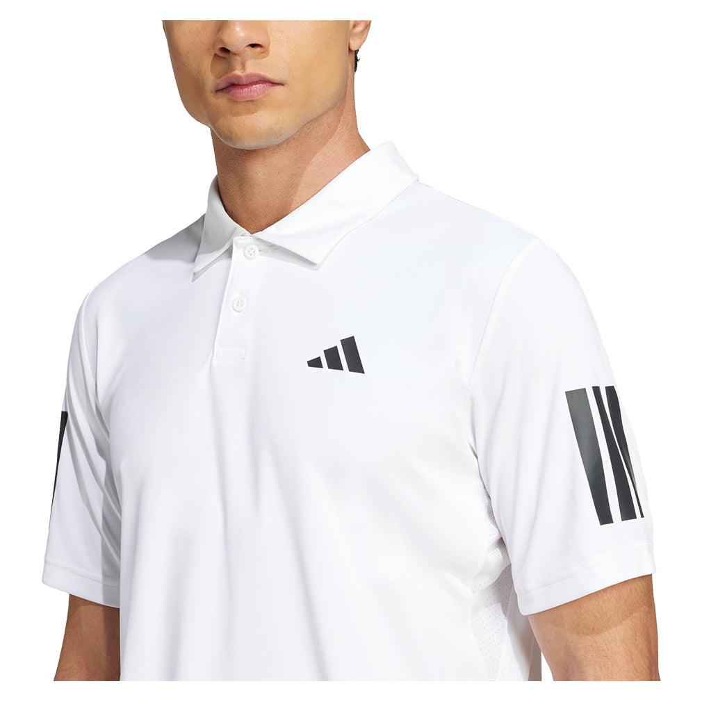 Men`s Club 3 Stripe Tennis Polo White Apparel Adidas