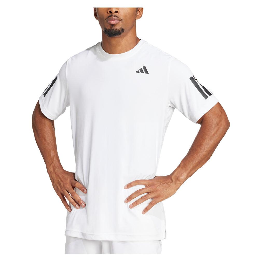 Men`s Club 3 Stripe Tennis Top White Apparel Adidas