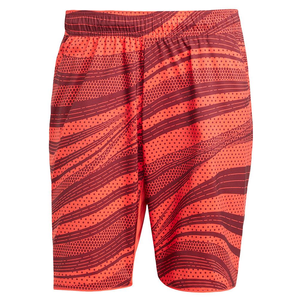 Men`s Club Graphic 9 Inch Tennis Short Semi Lucid Red and Shadow Red Apparel Adidas