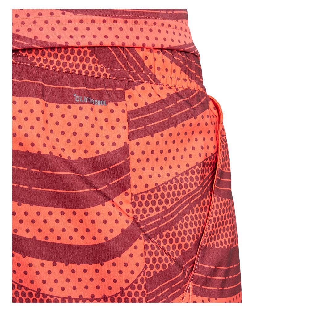 Men`s Club Graphic 9 Inch Tennis Short Semi Lucid Red and Shadow Red Apparel Adidas