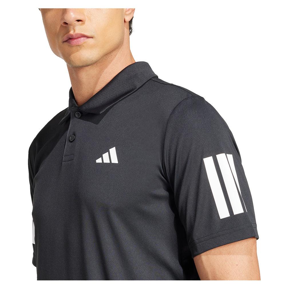 Men`s Club 3 Stripe Tennis Polo Black Apparel Adidas