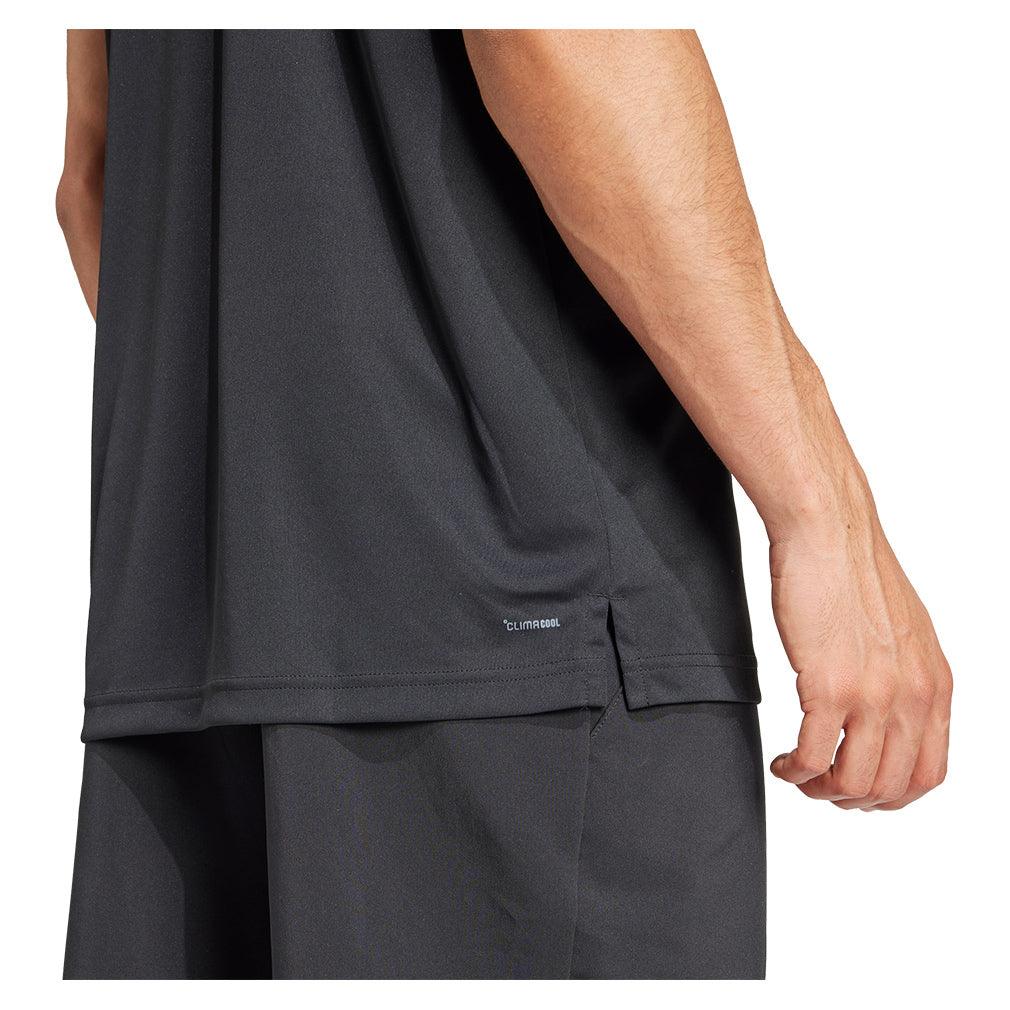 Men`s Club 3 Stripe Tennis Polo Black Apparel Adidas