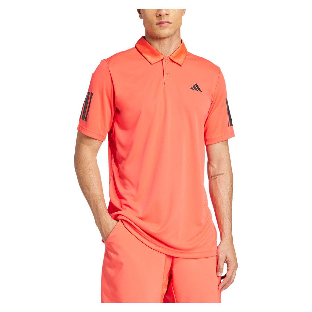 Men`s Club 3 Stripe Tennis Polo Semi Lucid Red Apparel Adidas