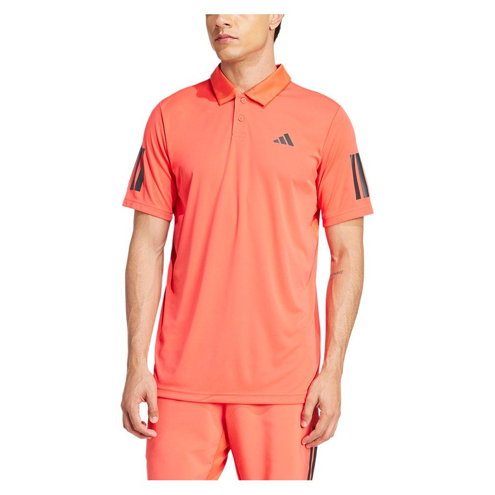 Men`s Club 3 Stripe Tennis Polo Semi Lucid Red Apparel Adidas