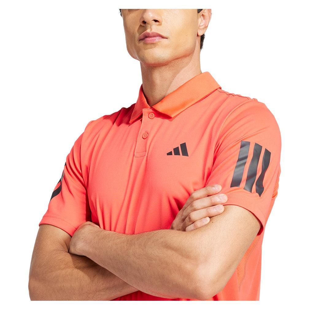 Men`s Club 3 Stripe Tennis Polo Semi Lucid Red Apparel Adidas