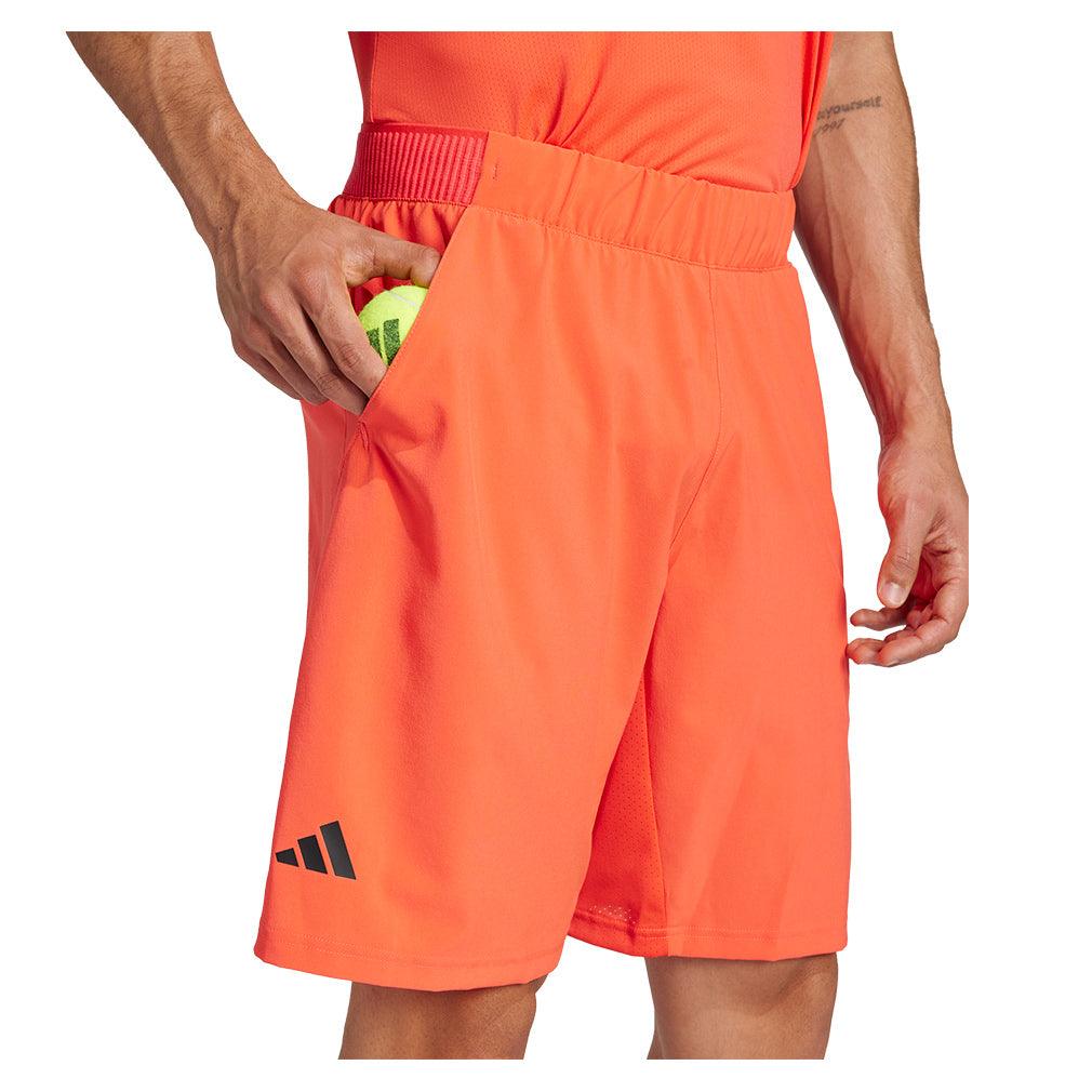 Men`s Club Stretch Woven 9 inch Tennis Shorts Semi Lucid Red Apparel Adidas