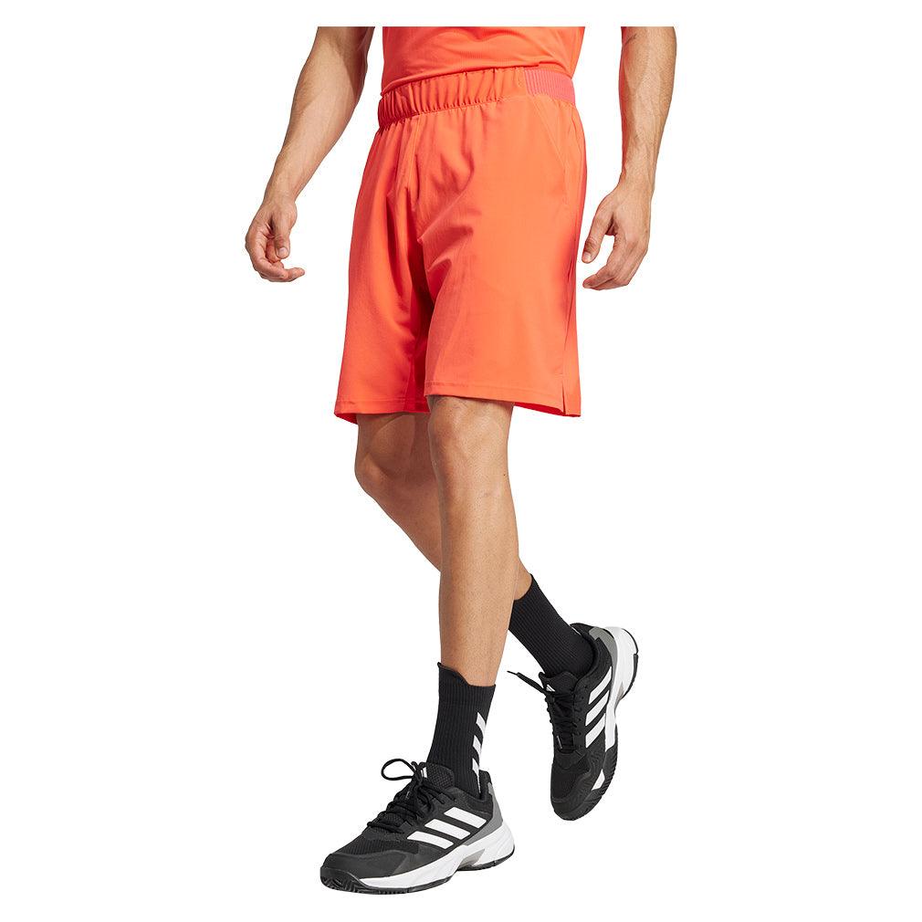 Men`s Club Stretch Woven 9 inch Tennis Shorts Semi Lucid Red Apparel Adidas