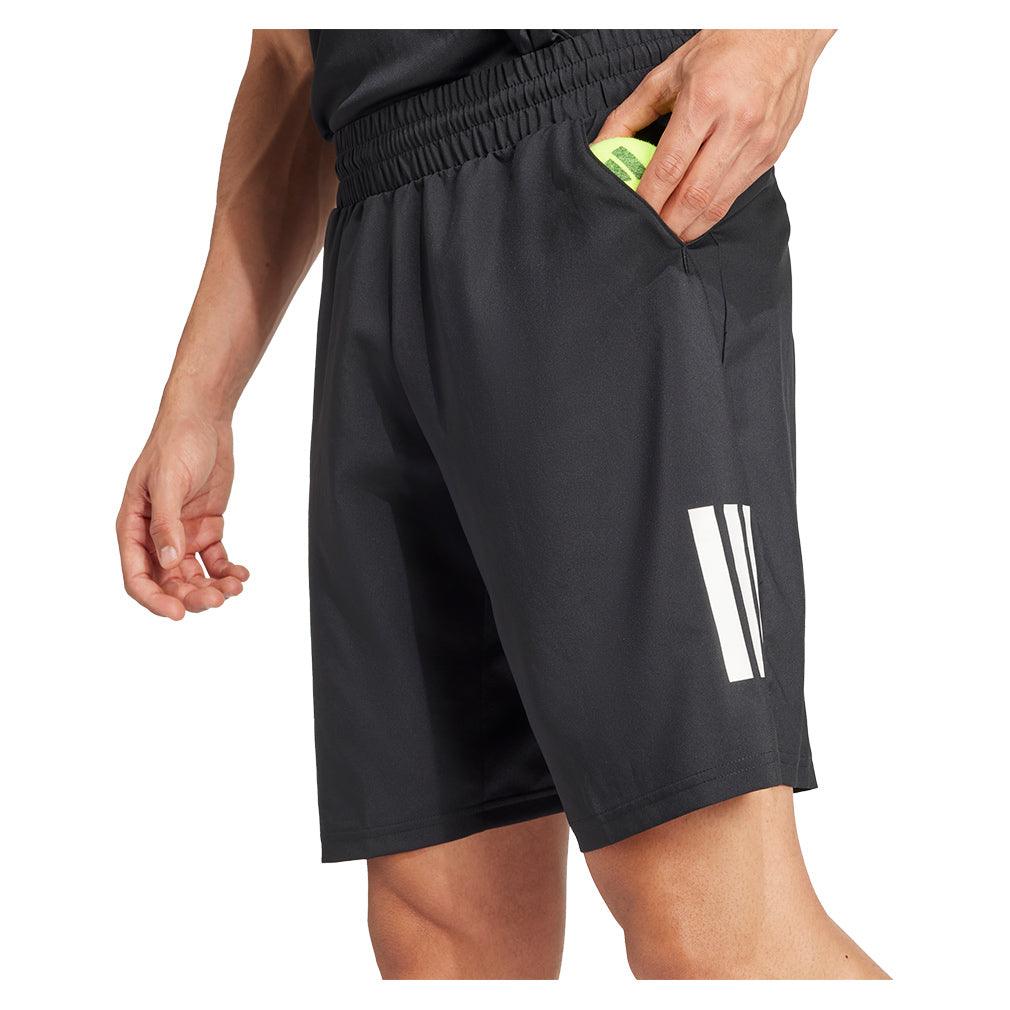 Men`s Club 3 Stripe 9 inch Tennis Short Black Apparel Adidas