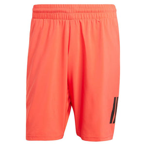 Men`s Club 3 Stripe 9 inch Tennis Shorts Semi Lucid Red Apparel Adidas