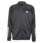 Men`s 3 Stripe Knit Tennis Jacket Black Apparel Adidas