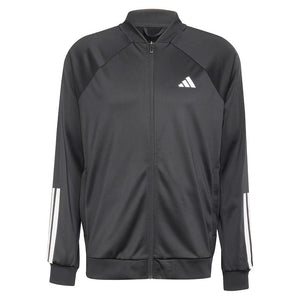 Men`s 3 Stripe Knit Tennis Jacket Black Apparel Adidas