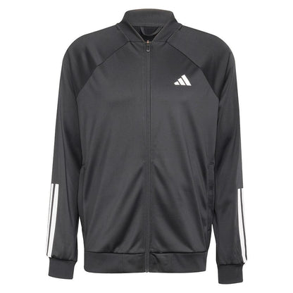 Men`s 3 Stripe Knit Tennis Jacket Black Apparel Adidas