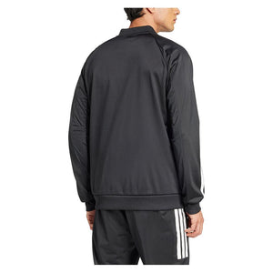Men`s 3 Stripe Knit Tennis Jacket Black Apparel Adidas