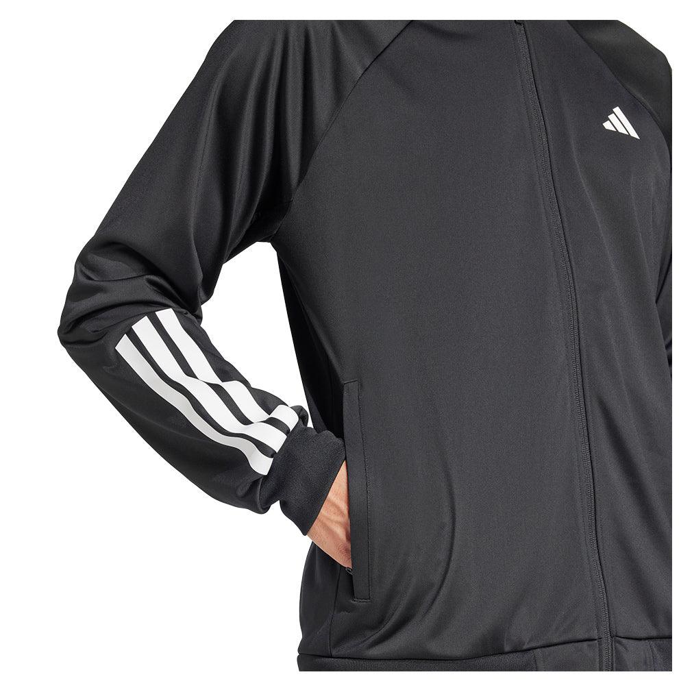 Men`s 3 Stripe Knit Tennis Jacket Black Apparel Adidas