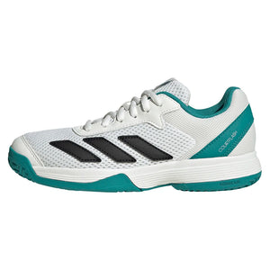 Juniors` Courtflash Tennis Shoes Footwear White and Pure Teal Footwear Adidas