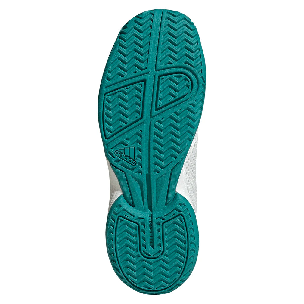 Juniors` Courtflash Tennis Shoes Footwear White and Pure Teal Footwear Adidas