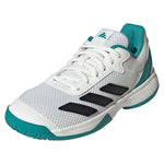 Juniors` Courtflash Tennis Shoes Footwear White and Pure Teal Footwear Adidas