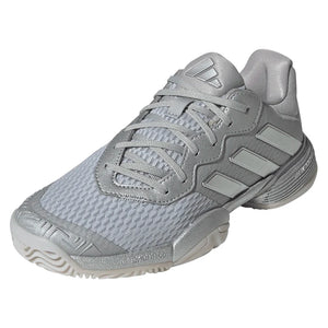 Juniors` Barricade Tennis Shoes Silver Metallic and Dash Grey Footwear Adidas