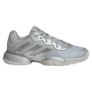 Juniors` Barricade Tennis Shoes Silver Metallic and Dash Grey Footwear Adidas
