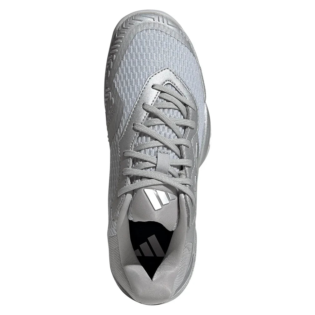 Juniors` Barricade Tennis Shoes Silver Metallic and Dash Grey Footwear Adidas