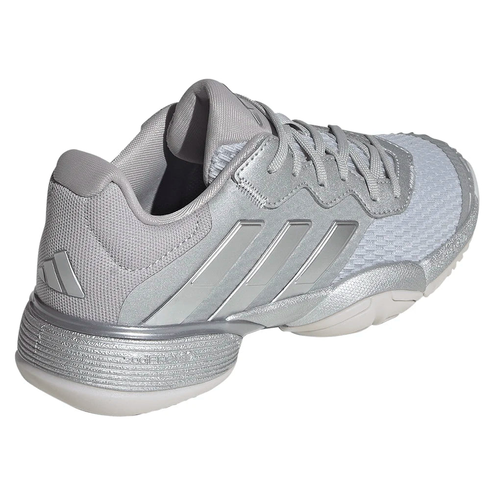 Juniors` Barricade Tennis Shoes Silver Metallic and Dash Grey Footwear Adidas