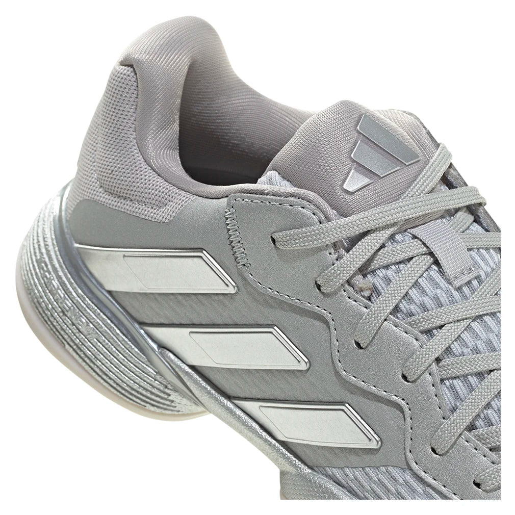 Juniors` Barricade Tennis Shoes Silver Metallic and Dash Grey Footwear Adidas