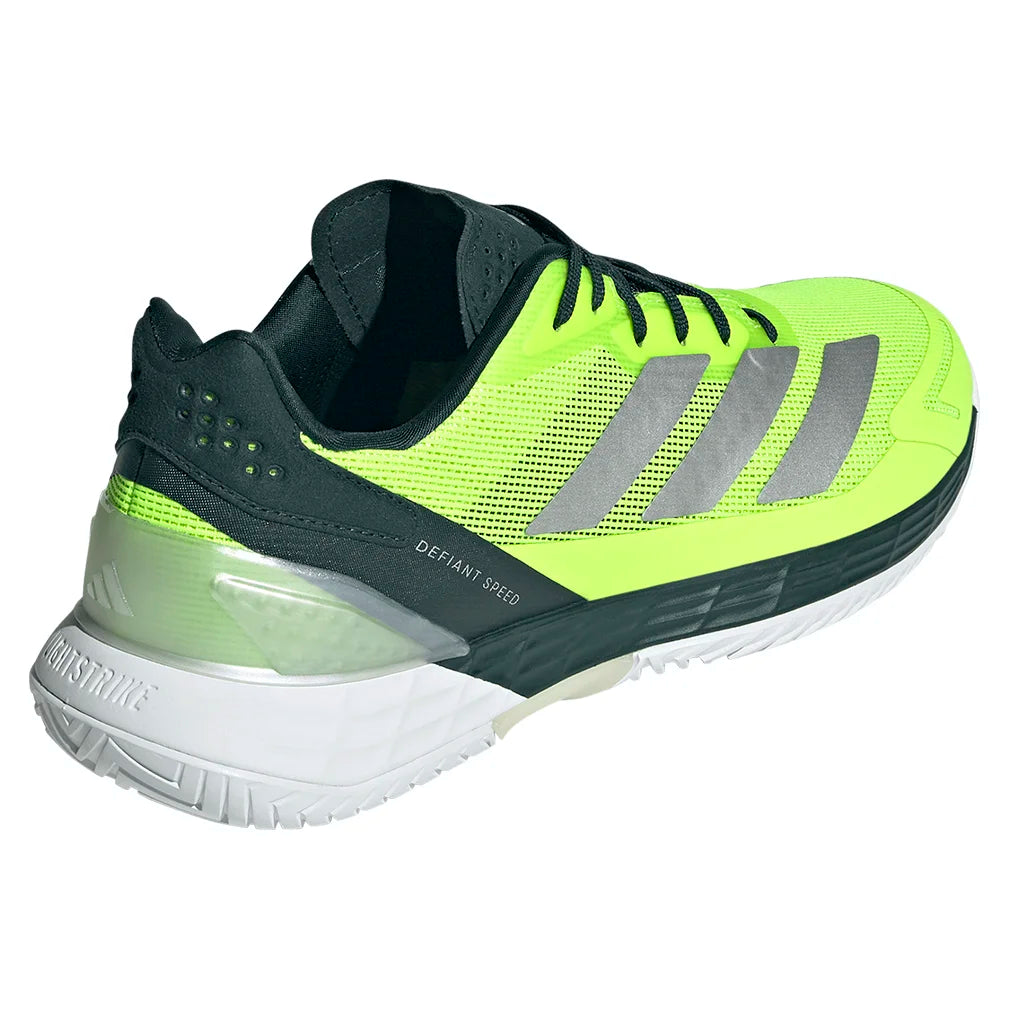 Men`s Defiant Speed 2 Tennis Shoes Lucid Lemon and Silver Metallic Footwear Adidas