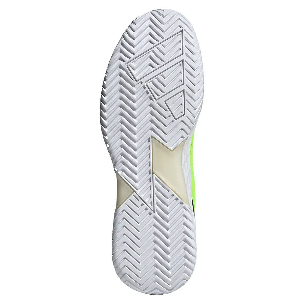 Men`s Defiant Speed 2 Tennis Shoes Lucid Lemon and Silver Metallic Footwear Adidas