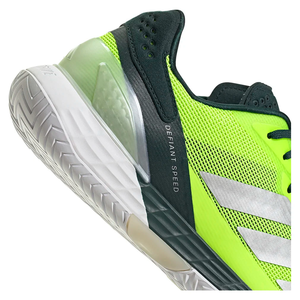 Men`s Defiant Speed 2 Tennis Shoes Lucid Lemon and Silver Metallic Footwear Adidas