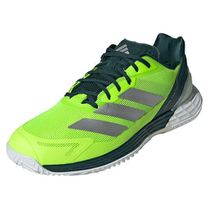 Men`s Defiant Speed 2 Tennis Shoes Lucid Lemon and Silver Metallic Footwear Adidas