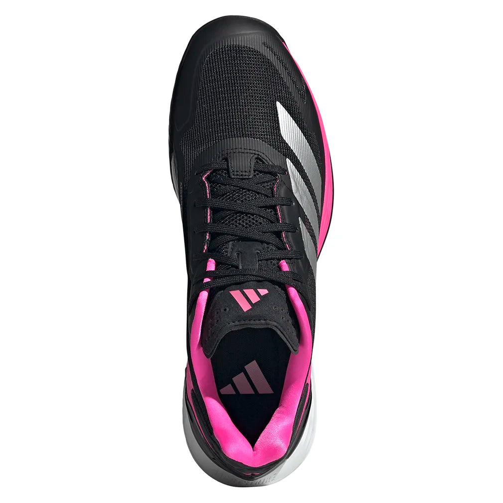 Men`s Defiant Speed 2 Tennis Shoes Core Black and Silver Metallic Footwear Adidas