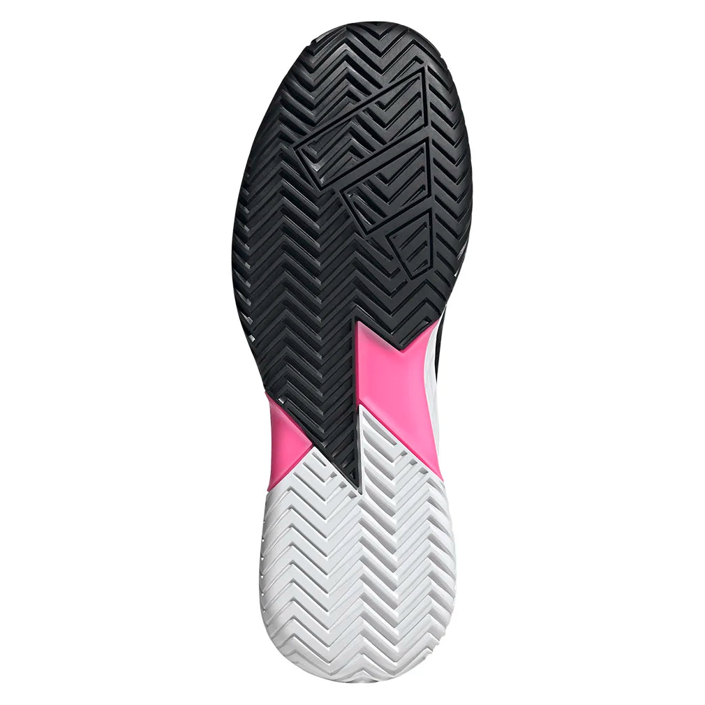 Men`s Defiant Speed 2 Tennis Shoes Core Black and Silver Metallic Footwear Adidas