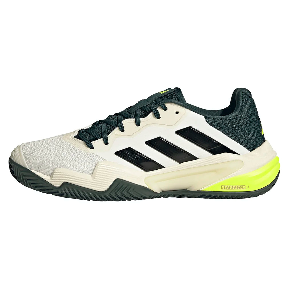 Men`s Barricade 13 Clay Tennis Shoes Off White and Core Black Footwear Adidas