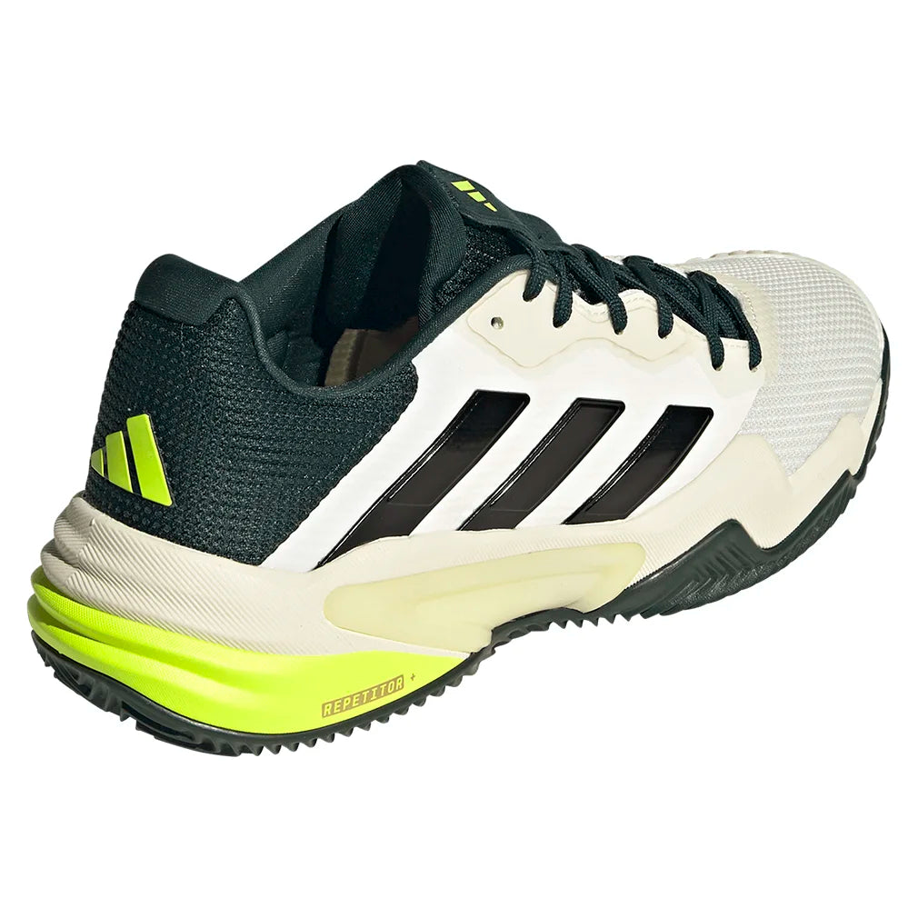 Men`s Barricade 13 Clay Tennis Shoes Off White and Core Black Footwear Adidas