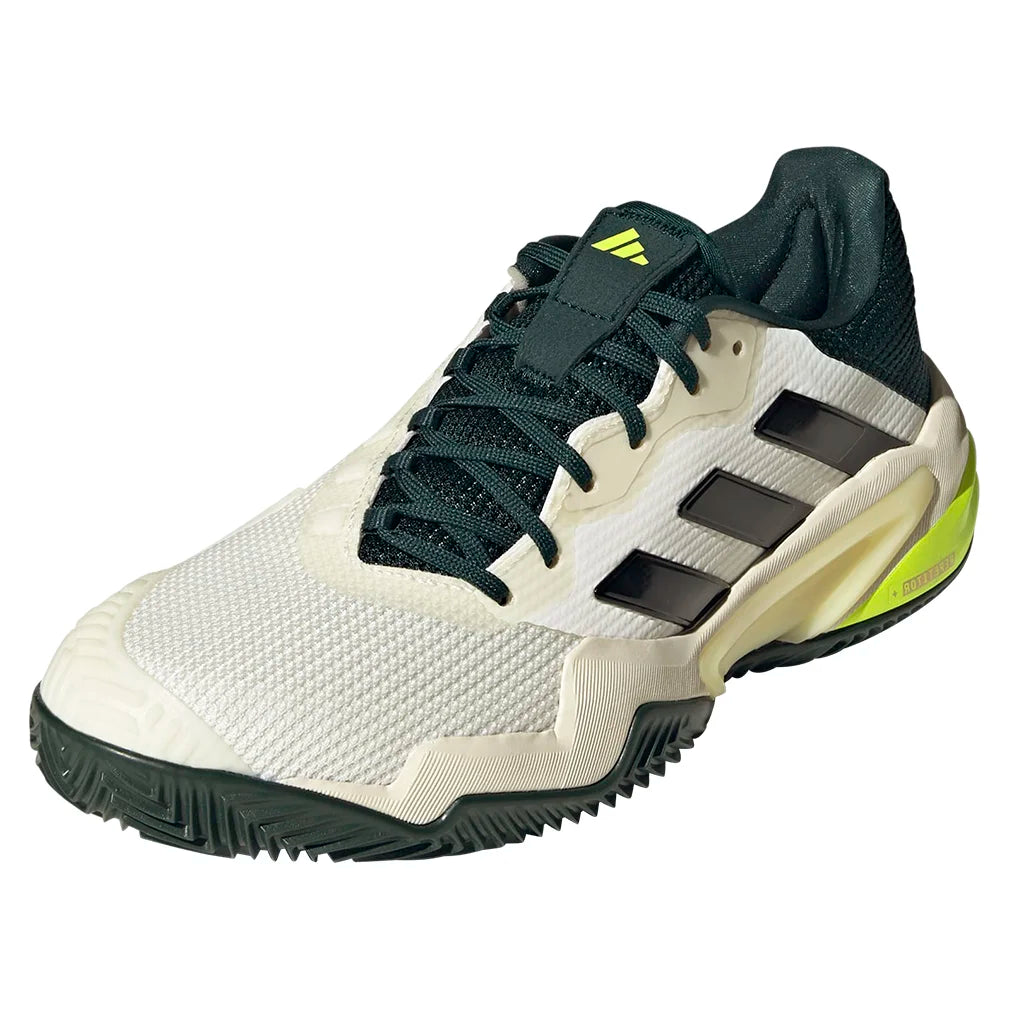 Men`s Barricade 13 Clay Tennis Shoes Off White and Core Black Footwear Adidas
