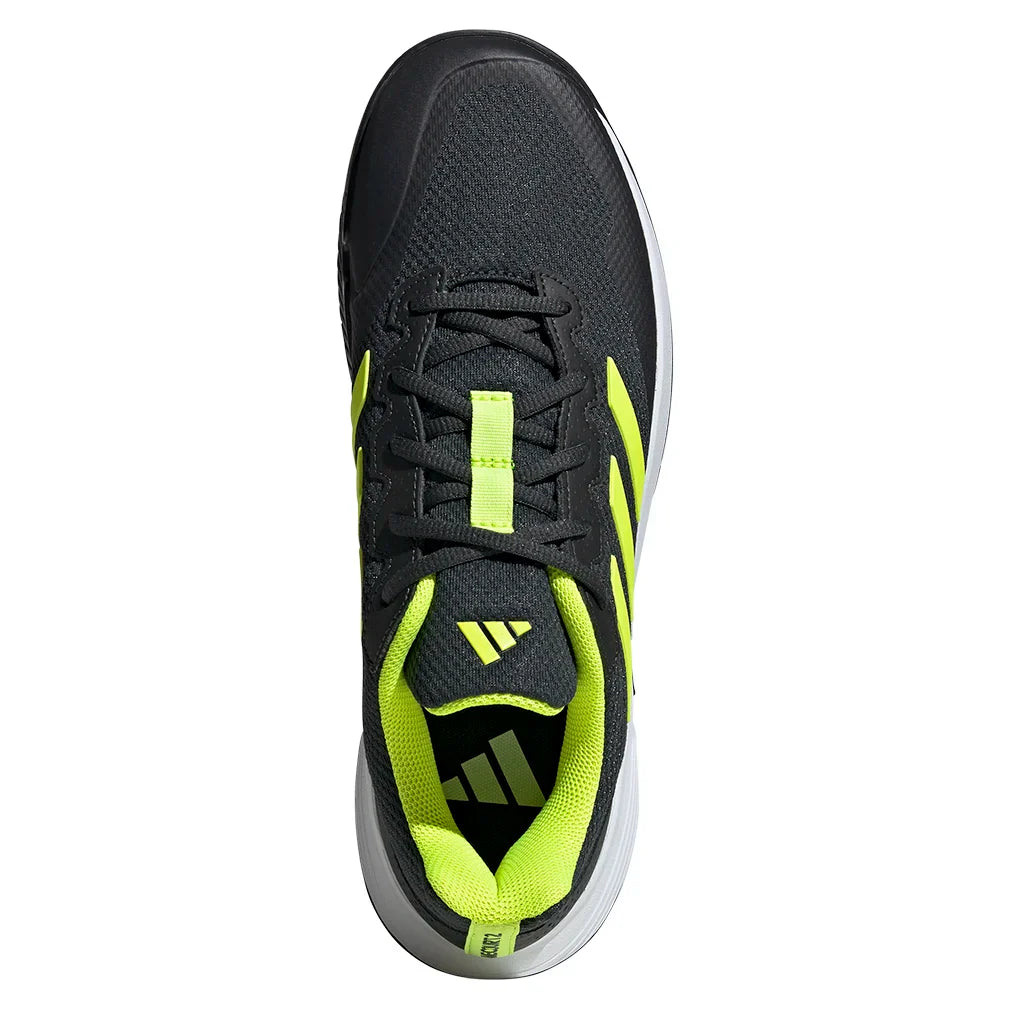 Men`s GameCourt 2 Tennis Shoes Carbon and Lucid Lemon Footwear Adidas