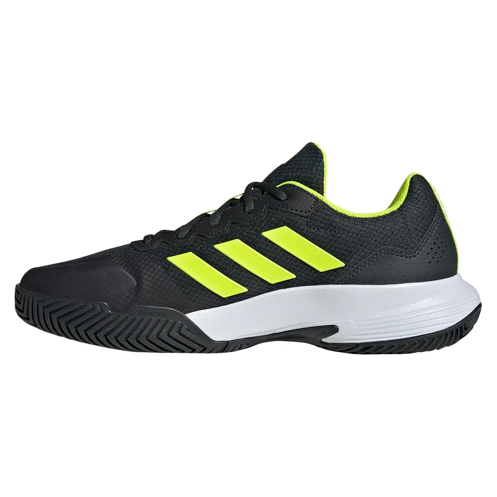 Men`s GameCourt 2 Tennis Shoes Carbon and Lucid Lemon Footwear Adidas