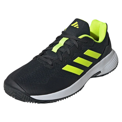 Men`s GameCourt 2 Tennis Shoes Carbon and Lucid Lemon Footwear Adidas