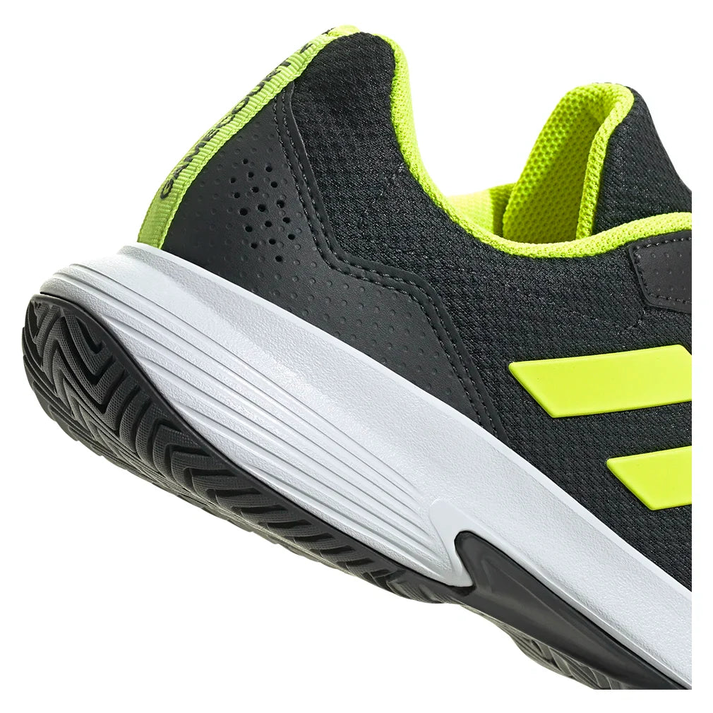 Men`s GameCourt 2 Tennis Shoes Carbon and Lucid Lemon Footwear Adidas