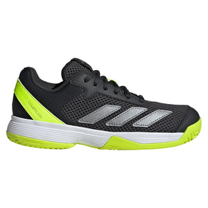 Junior`s Courtflash Tennis Shoes Carbon and Lucid Lemon Footwear Adidas